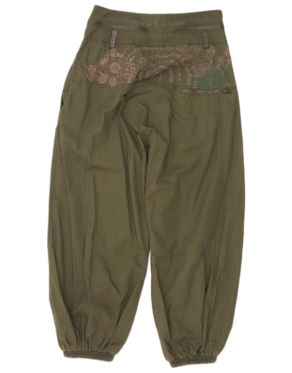 Calça Harém Feminina Desigual Gráfico UE 38 Médio W28 L20 Cáqui Floral