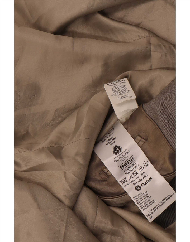 Jaqueta blazer masculina de 2 botões Marks & Spencer Reino Unido 48 2XL lã cinza