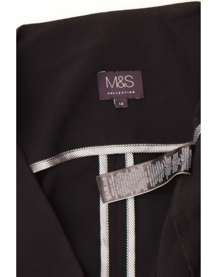 Jaqueta Blazer aberta feminina Marks & Spencer Reino Unido 14 poliéster preto médio
