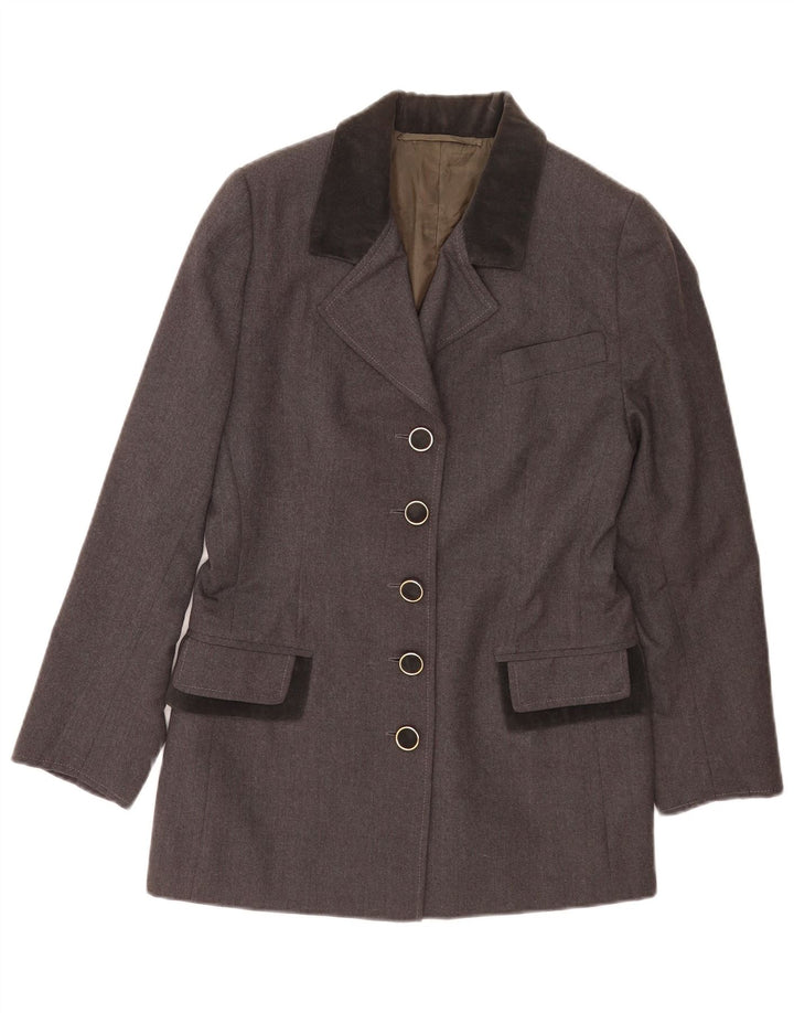 Jaqueta Blazer Feminina Vintage com 5 Botões Reino Unido 16 Grande Cinza