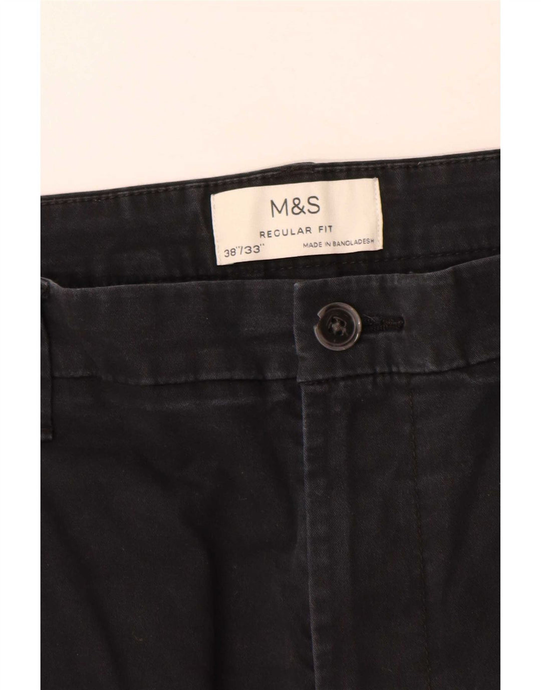 Calça Chino Masculina Marks & Spencer Regular Fit W38 L33 Algodão Preto