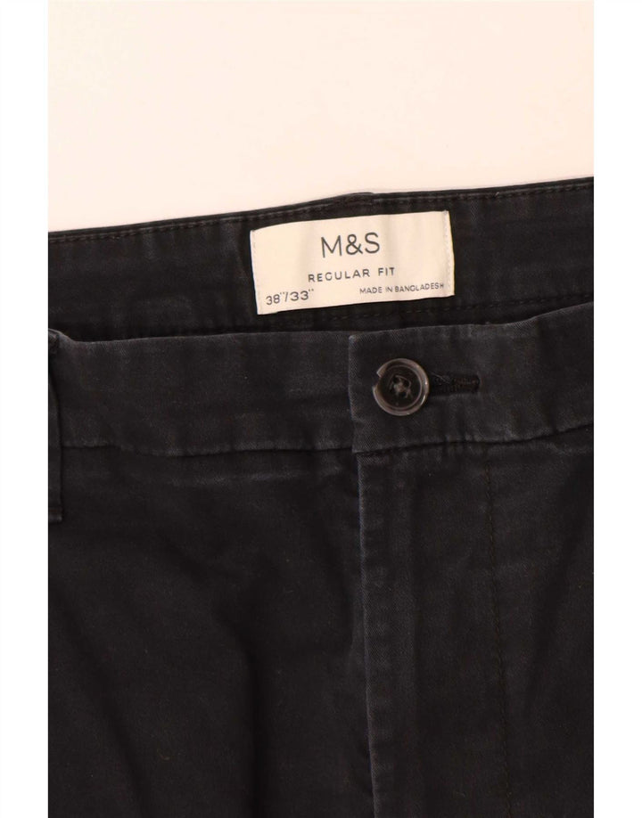 Calça Chino Masculina Marks & Spencer Regular Fit W38 L33 Algodão Preto