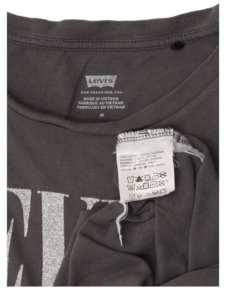 Camiseta feminina gráfica Levi's Top UK 12 algodão cinza médio
