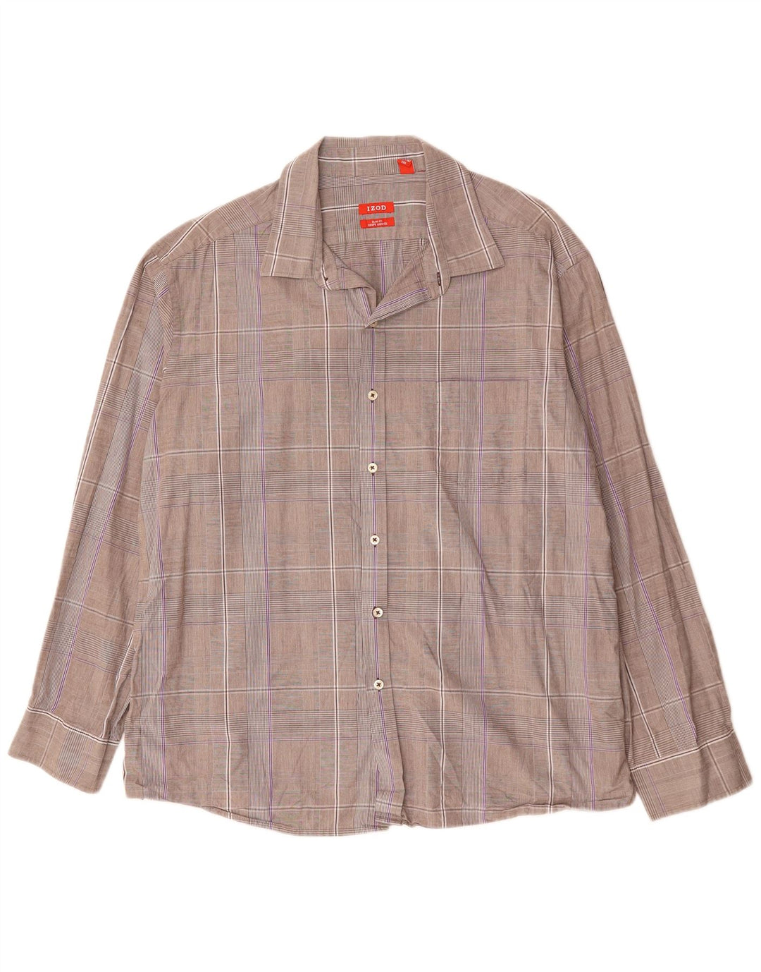 Camisa masculina slim fit IZOD 2XL algodão xadrez cinza