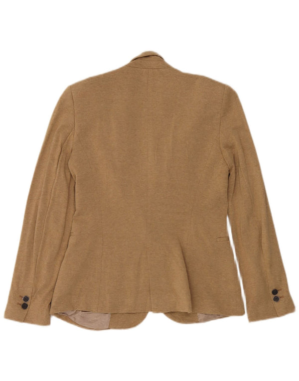 Jaqueta blazer feminina Zara com 1 botão Reino Unido 10 pequena viscose bege
