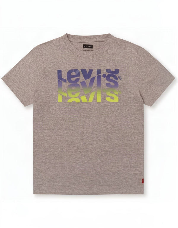 Camiseta gráfica Levi's Boys 9-10 anos algodão manchado cinza