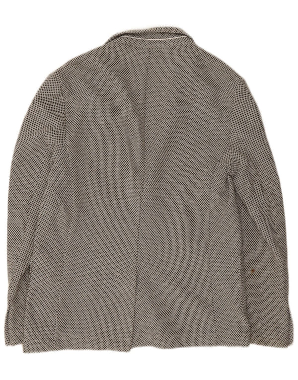 Jaqueta blazer masculina Zara com 2 botões EU 50 poliéster cinza médio