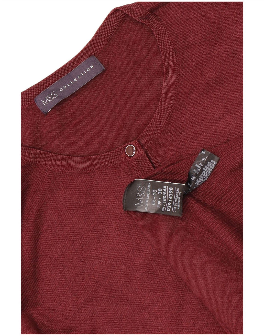 Suéter cardigã feminino Marks & Spencer UK 10 pequeno marrom viscose