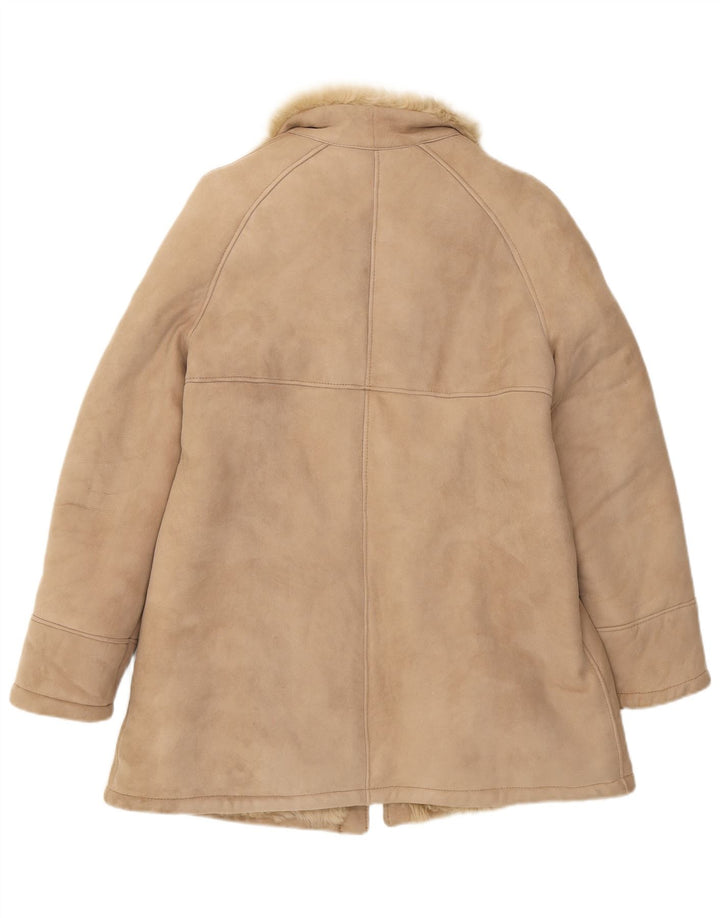 Jaqueta Shearling Feminina Vintage UK 8 Pequena Marrom