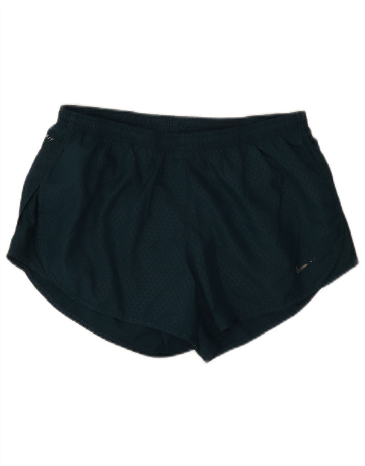 Shorts esportivos femininos Nike UK 14 poliéster manchado verde médio