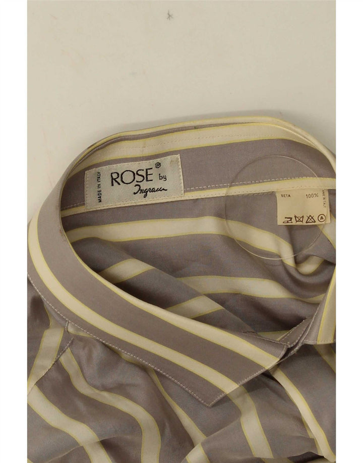 Camisa masculina Ingram de seda listrada cinza médio