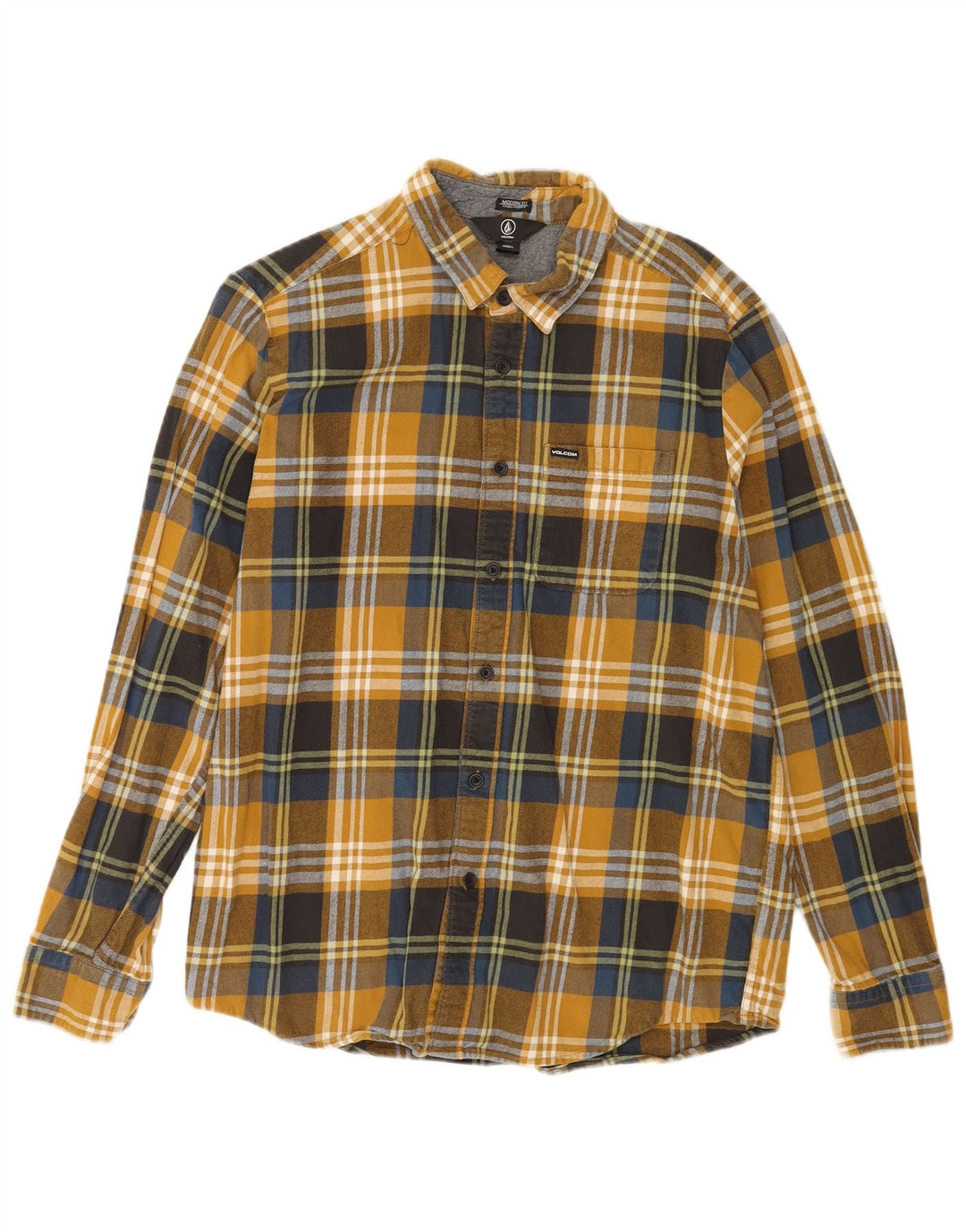 Camisa masculina de flanela de ajuste moderno da Volcom, grande algodão xadrez multicolorido