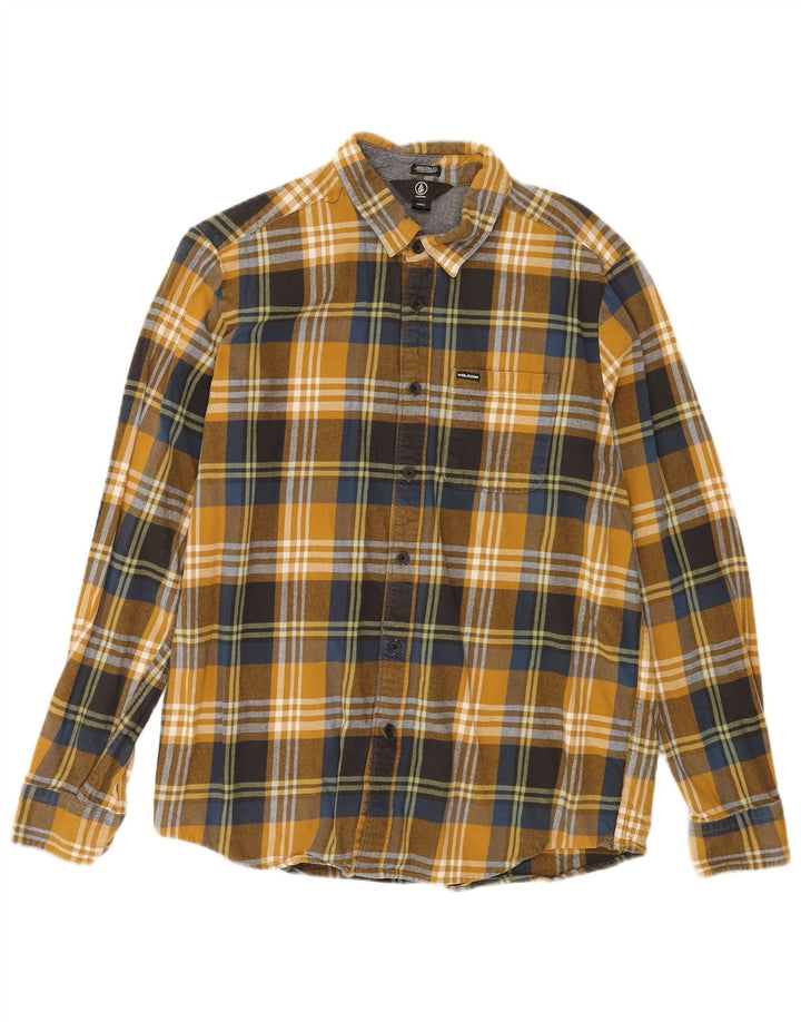 Camisa masculina de flanela de ajuste moderno da Volcom, grande algodão xadrez multicolorido