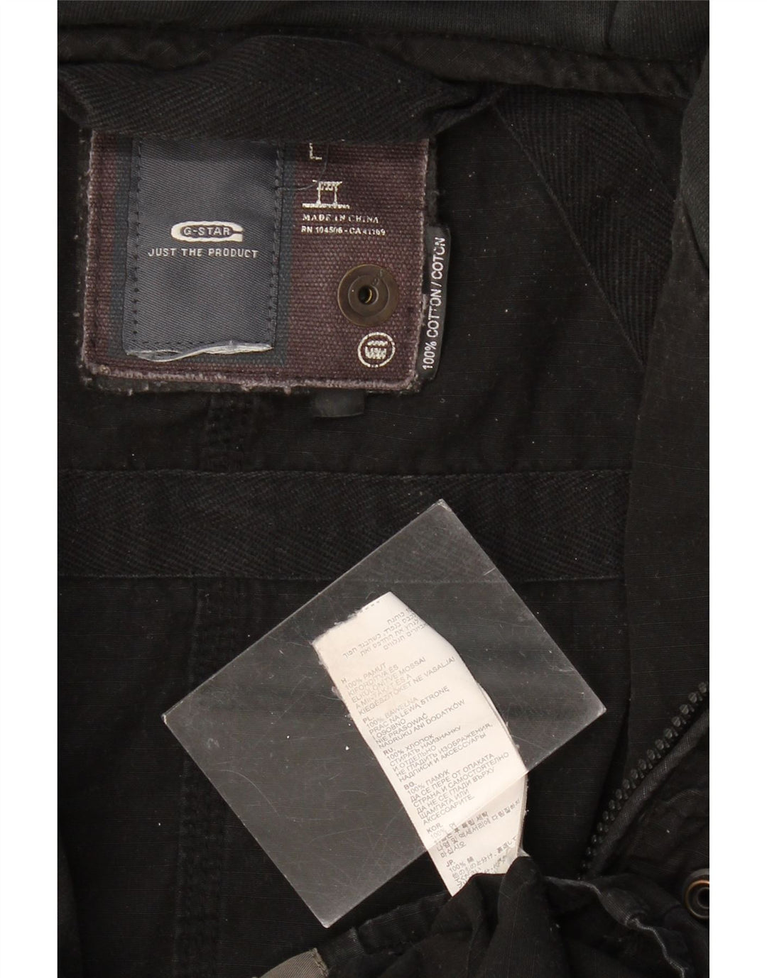 Jaqueta utilitária masculina com capuz G-STAR Reino Unido 40 grande algodão preto