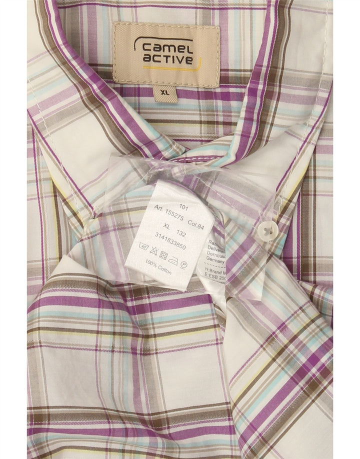 Camisa masculina de manga curta Camel Active XL algodão xadrez multicolorido