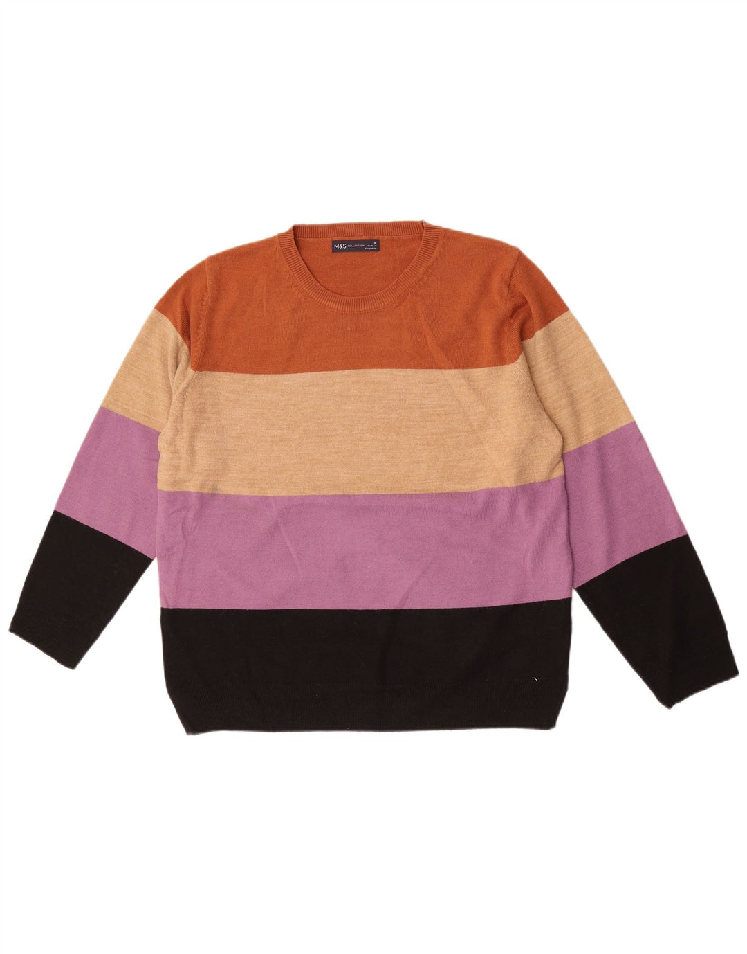 Suéter feminino Marks & Spencer com gola redonda Reino Unido 16 grande multicolorido