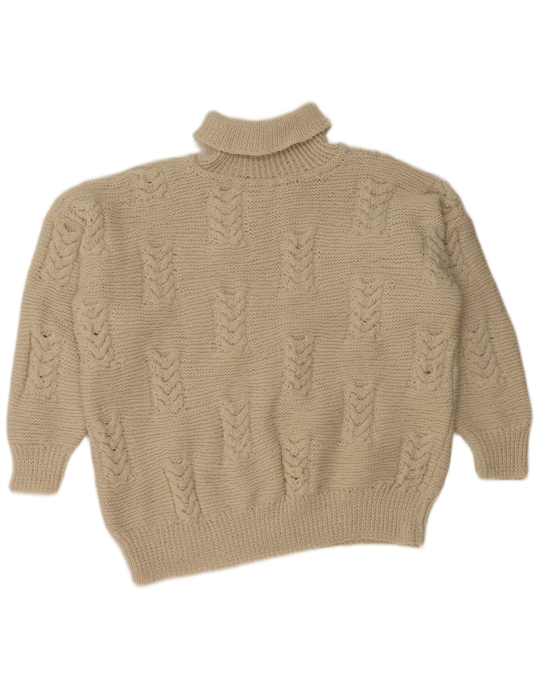 Suéter feminino vintage com gola redonda e gola redonda UK 20 2XL off white