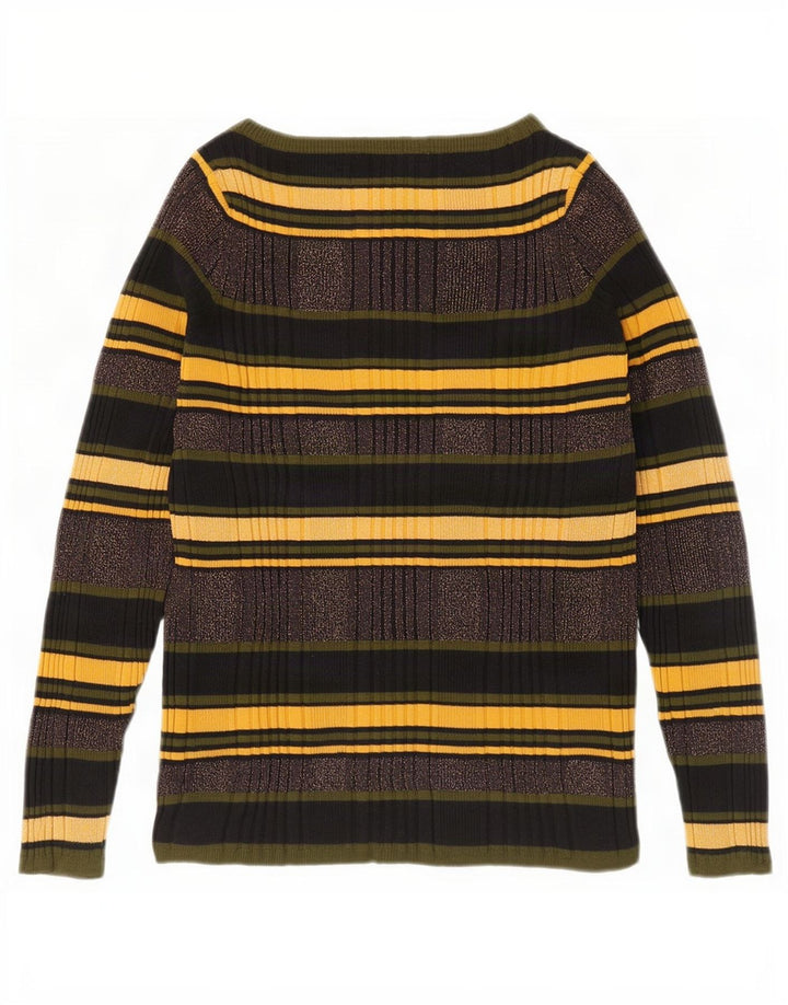 Suéter feminino Marks & Spencer com gola canoa Reino Unido 16 grande multicolorido