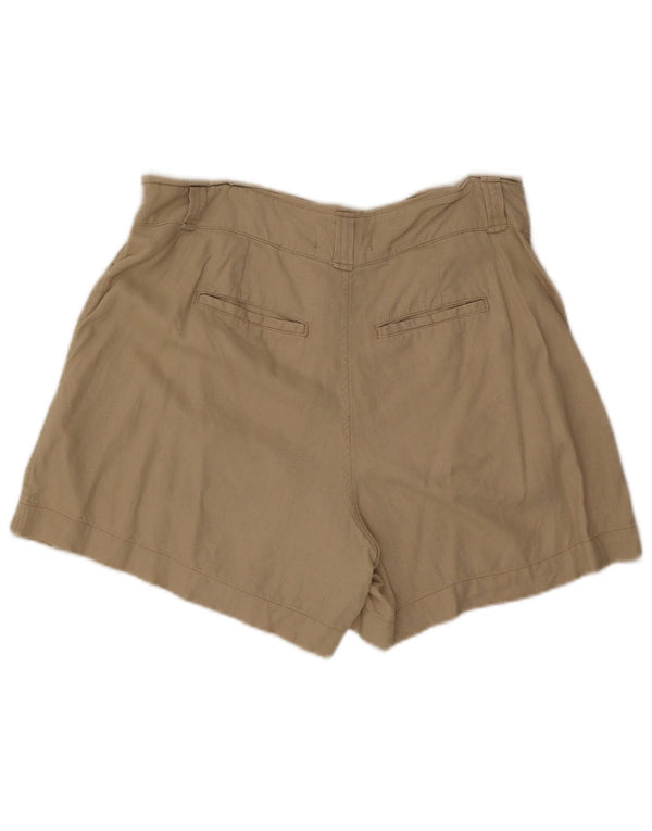 Shorts chino feminino de cintura alta com cintura alta Fat Face Reino Unido 12 médio W34 linho bege
