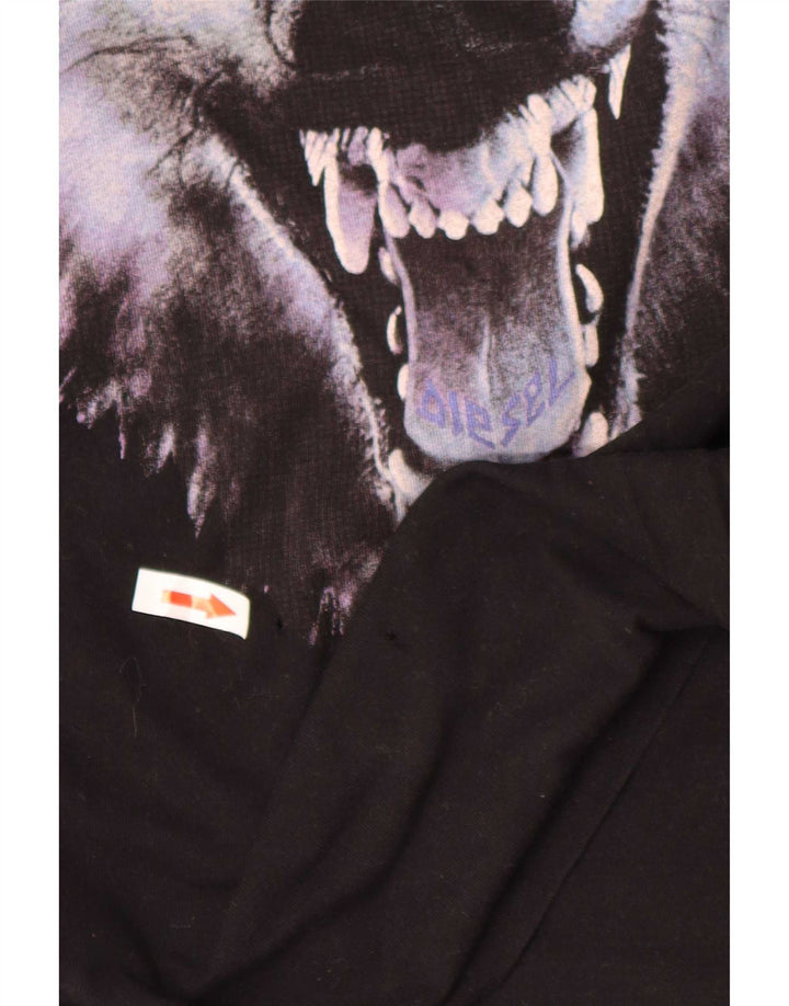 Diesel Camiseta masculina gráfica Top médio algodão preto