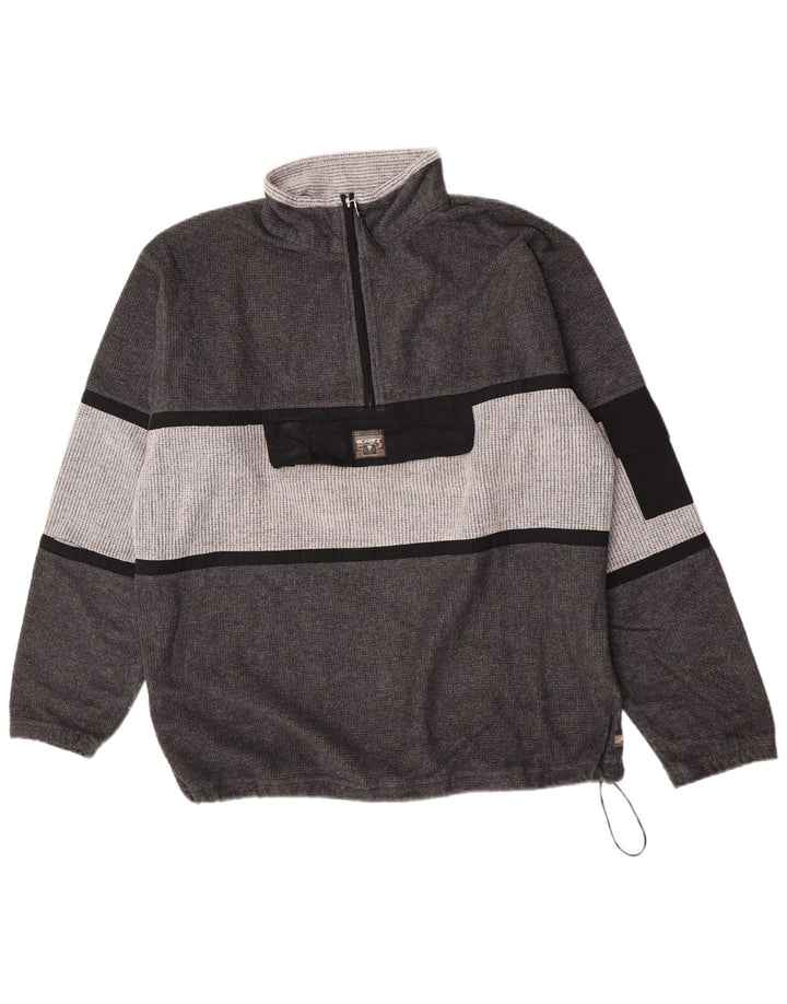 Suéter masculino de lã com zíper e gola XL da MC Kee em poliéster colorblock cinza