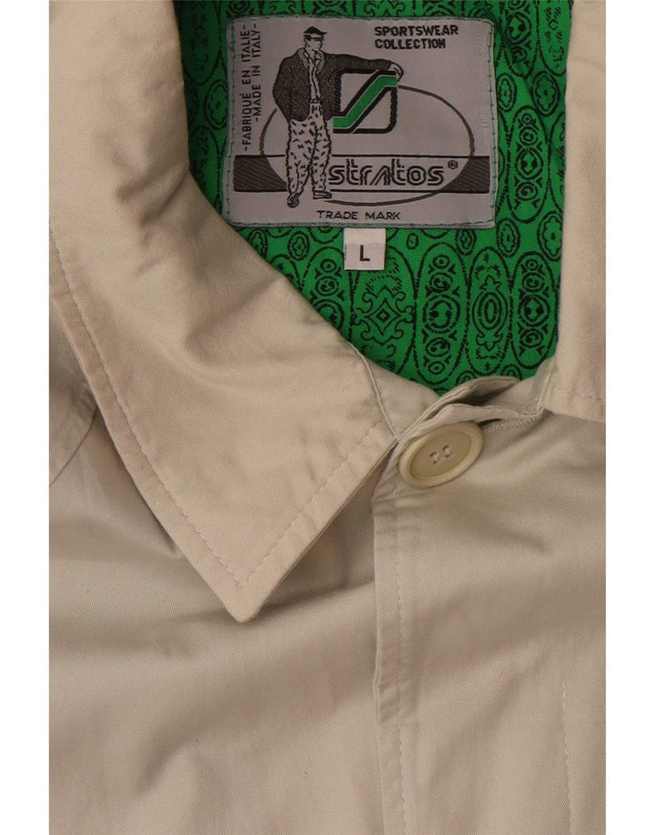 Sobretudo masculino Stratos UK 40 grande algodão bege