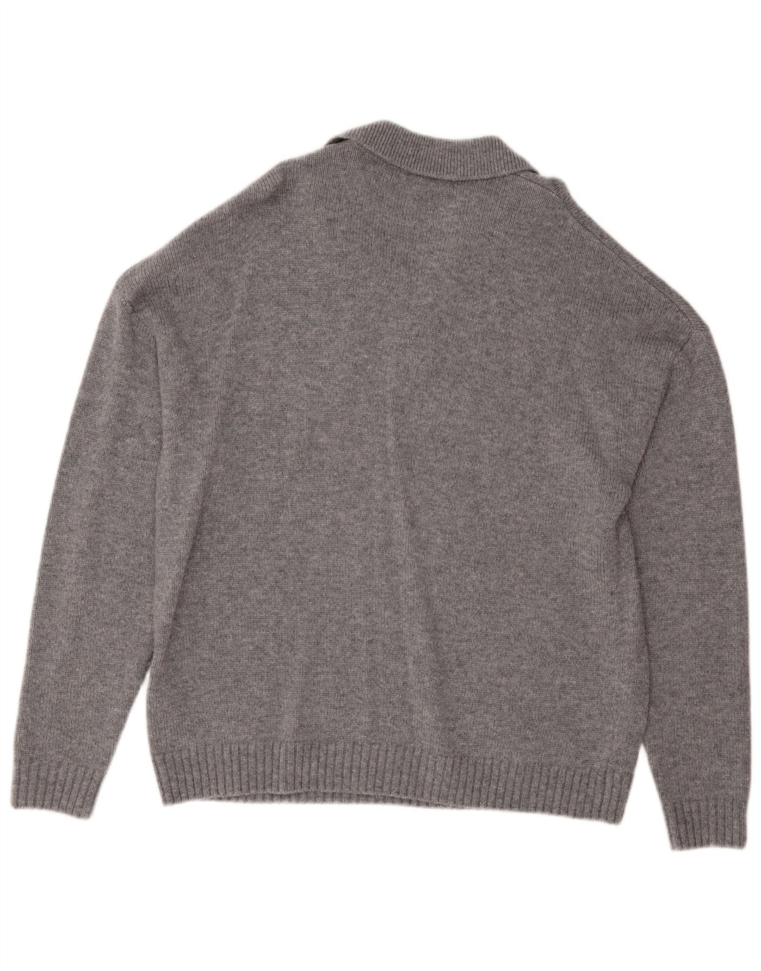 Suéter masculino Reiss com gola polo e lã manchada cinza grande