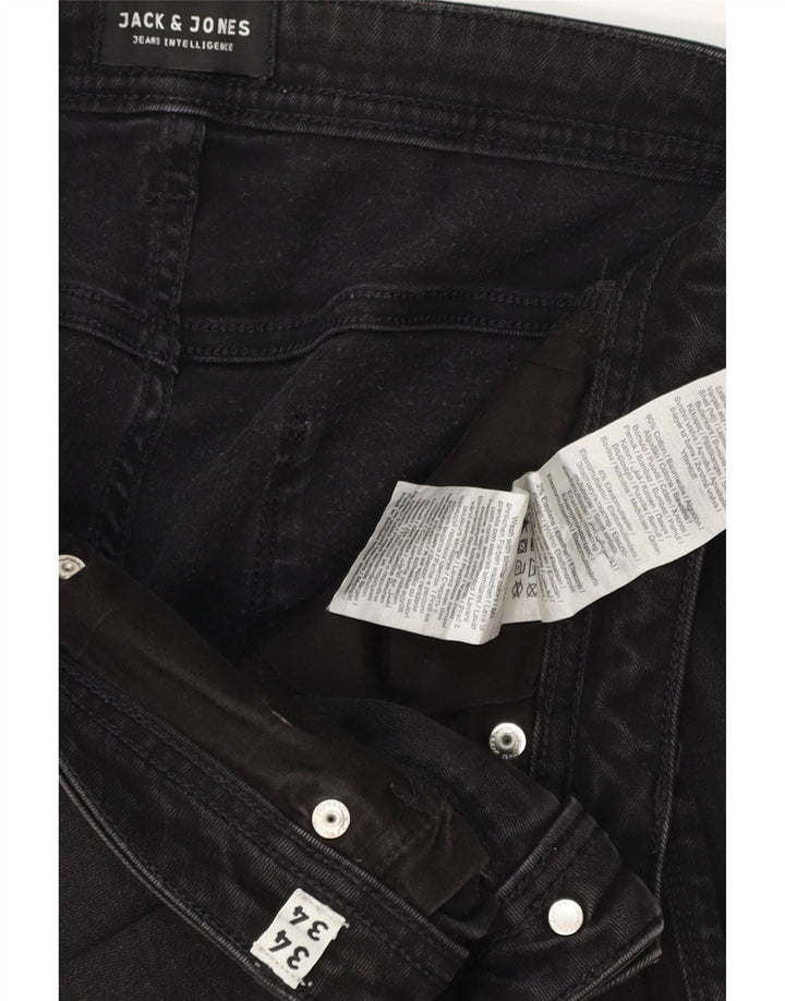 Jack & Jones Masculino GLENN Slim Jeans W34 L34 Algodão Preto