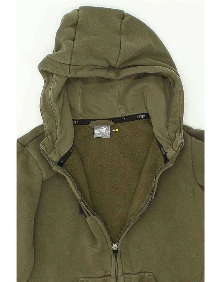 PUMA Boys Graphic Zip Hoodie Sweater 7-8 Years Khaki Cotton | Vintage Puma | Thrift | Second-Hand Puma | Used Clothing | Messina Hembry 