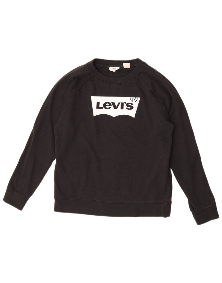 Moletom feminino Levi's com estampa oversized, Reino Unido 10 pequeno algodão preto
