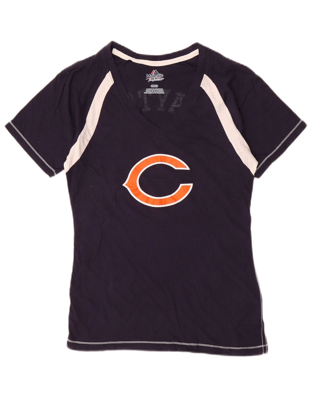 Camiseta feminina MAJESTIC Chicago Bears com estampa gráfica Reino Unido 10 pequena azul marinho
