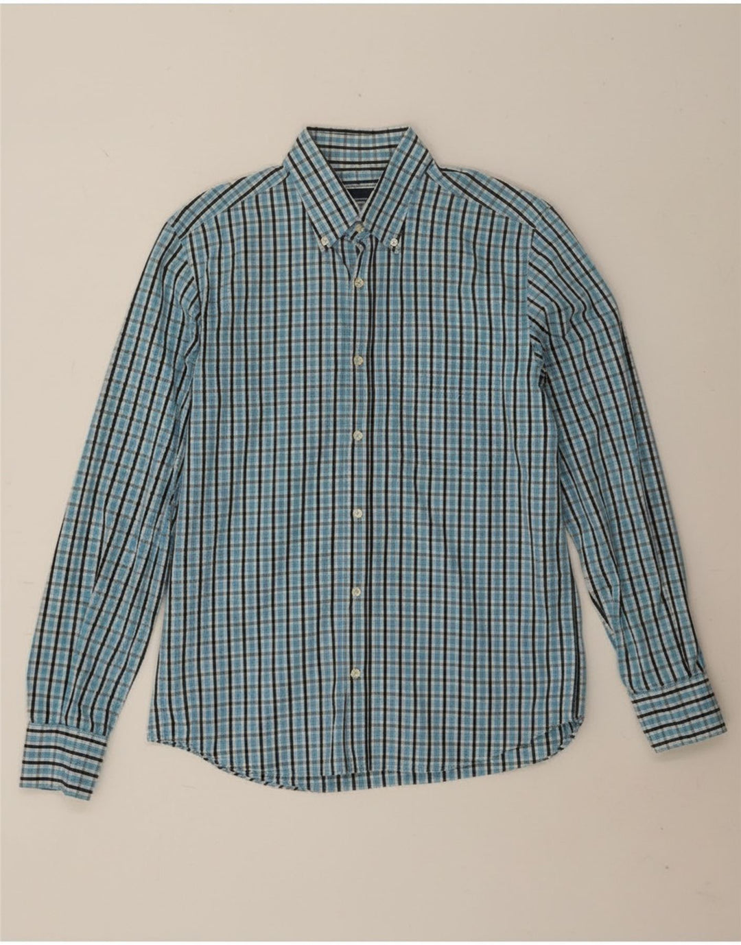 Camisa masculina Sergio Tacchini algodão xadrez azul médio