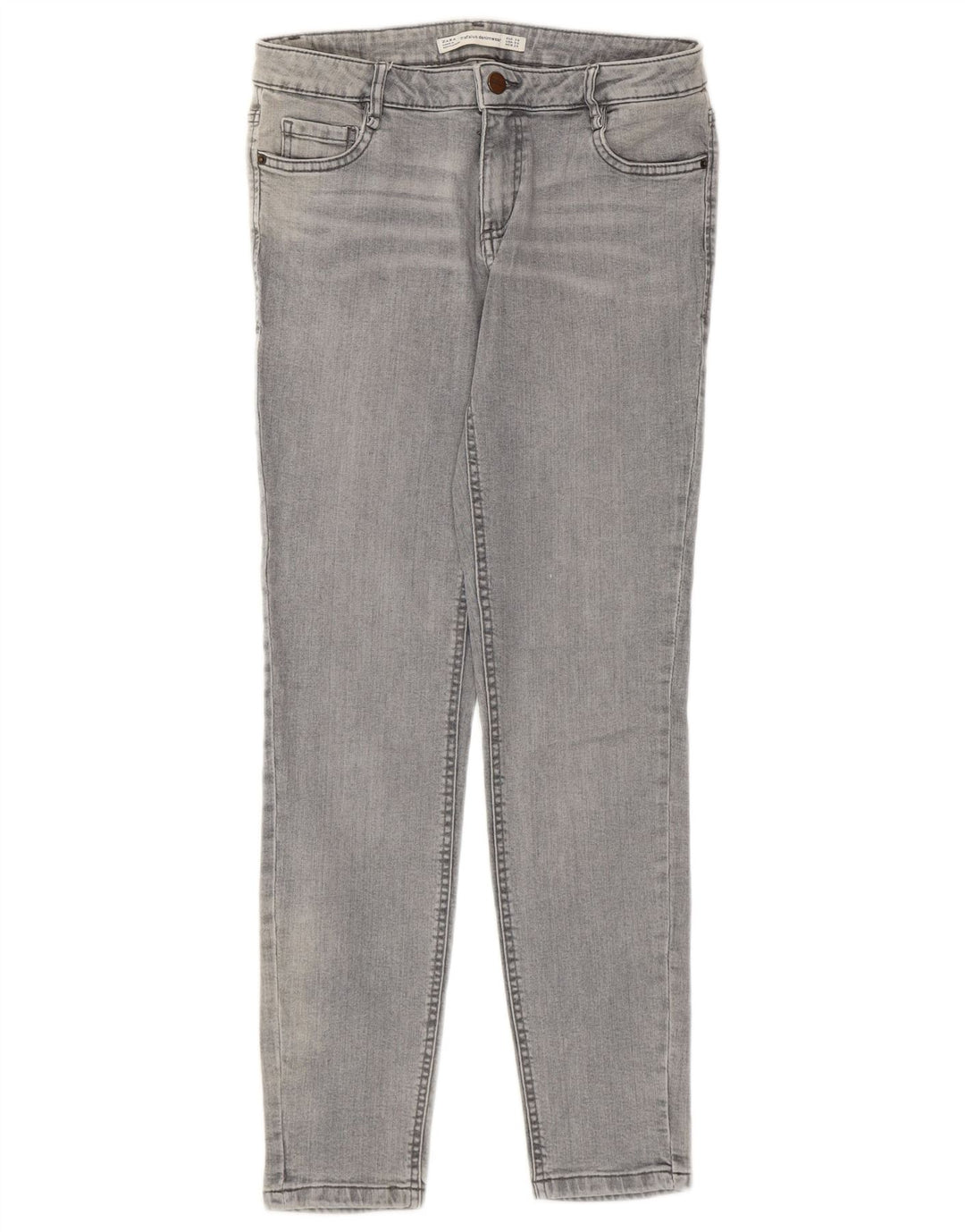 Zara Jeans Skinny Feminino UE 38 Pequeno W28 L28 Cinza