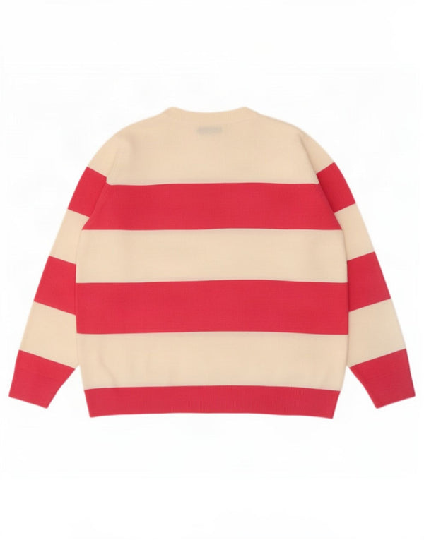 Suéter feminino Zara com gola canoa e acrílico listrado rosa grande Reino Unido 16