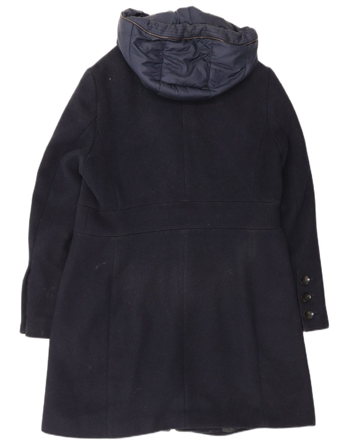 Sobretudo feminino Esprit com capuz UK 16 grande poliéster azul marinho