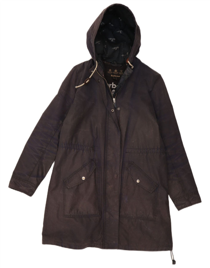Jaqueta Parka encerada com capuz feminino Barbour Reino Unido 12 azul marinho médio