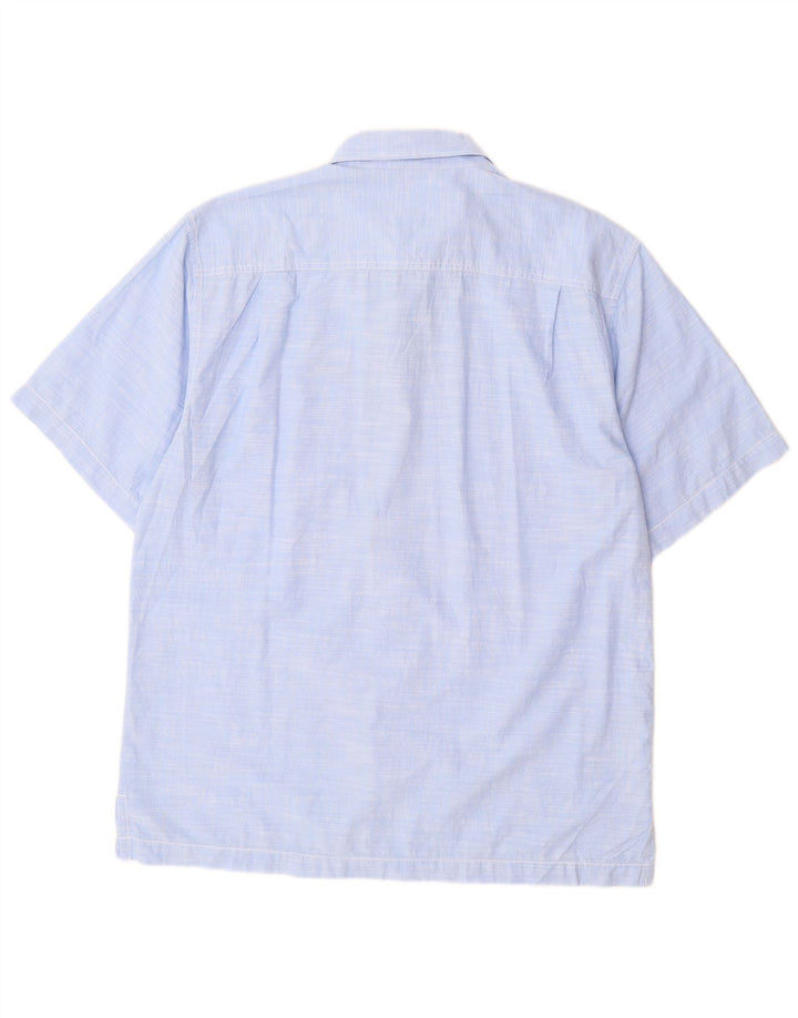 Camisa masculina de manga curta Tommy Bahama de algodão manchado azul médio