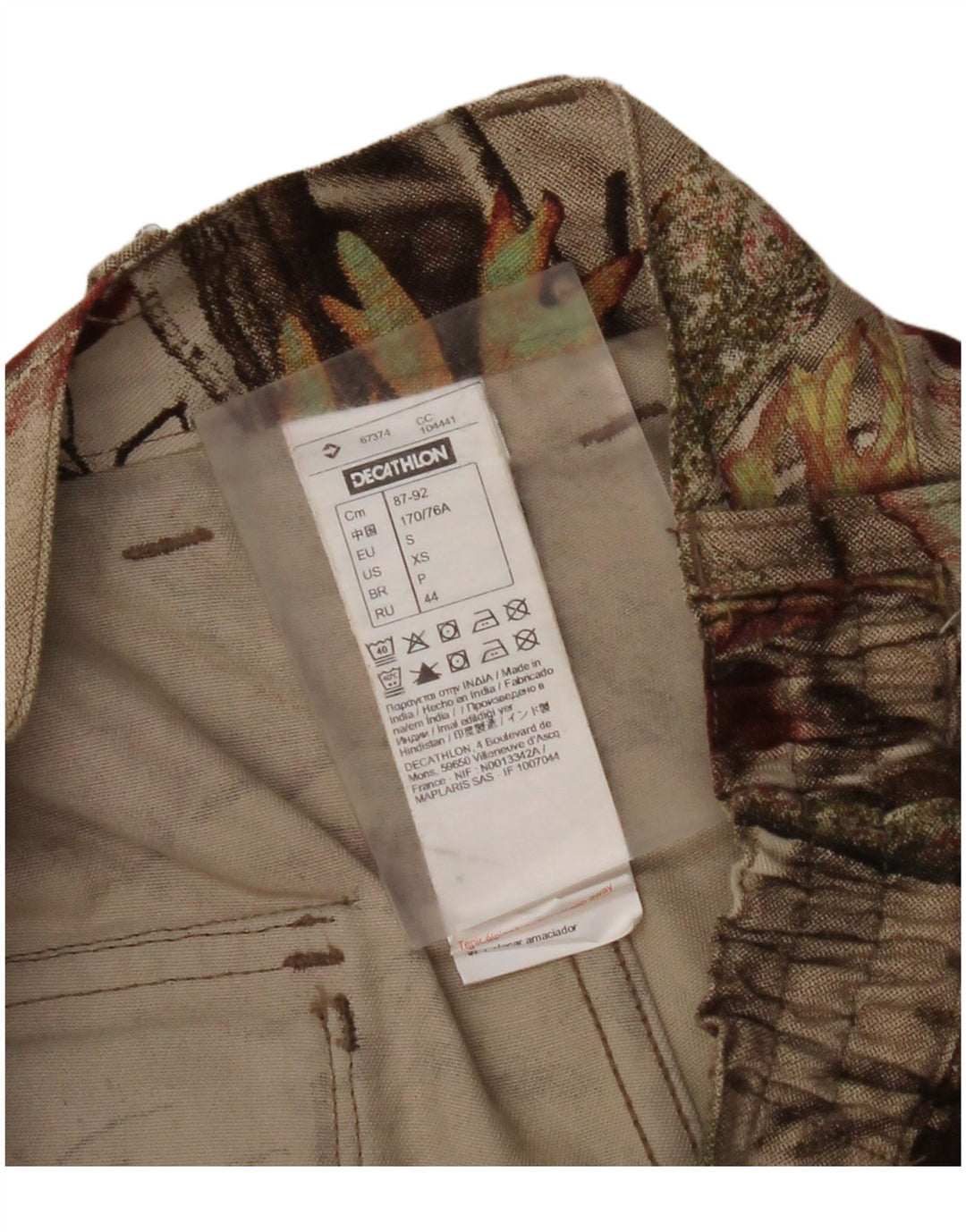 Calça cargo feminina reta DECATHLON pequena W27 L30 algodão floral bege