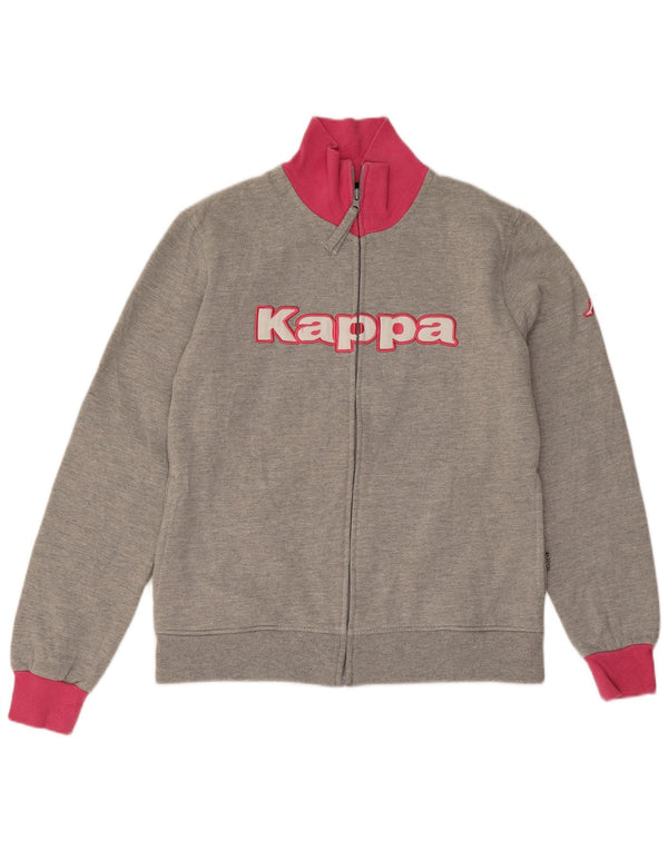 Kappa Womens Graphic Tracksuit Top Jacket UK 12 Medium Grey Colourblock