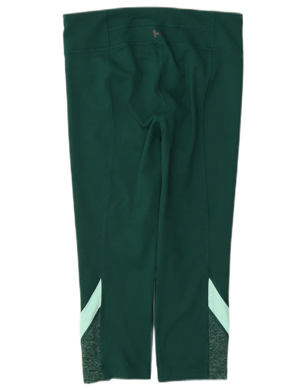 Under Armour Mulheres Capri Leggings UK 10 Poliéster Verde Pequeno