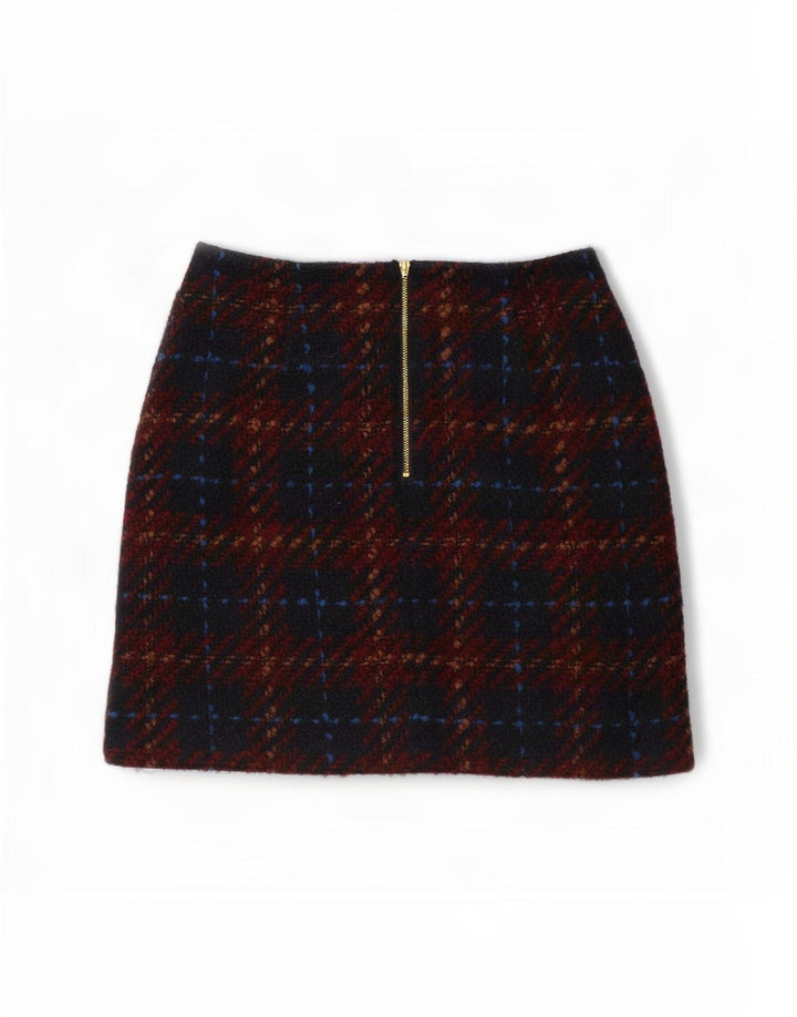Mini saia feminina Zara Reino Unido 8 pequena xadrez multicolorida acrílica