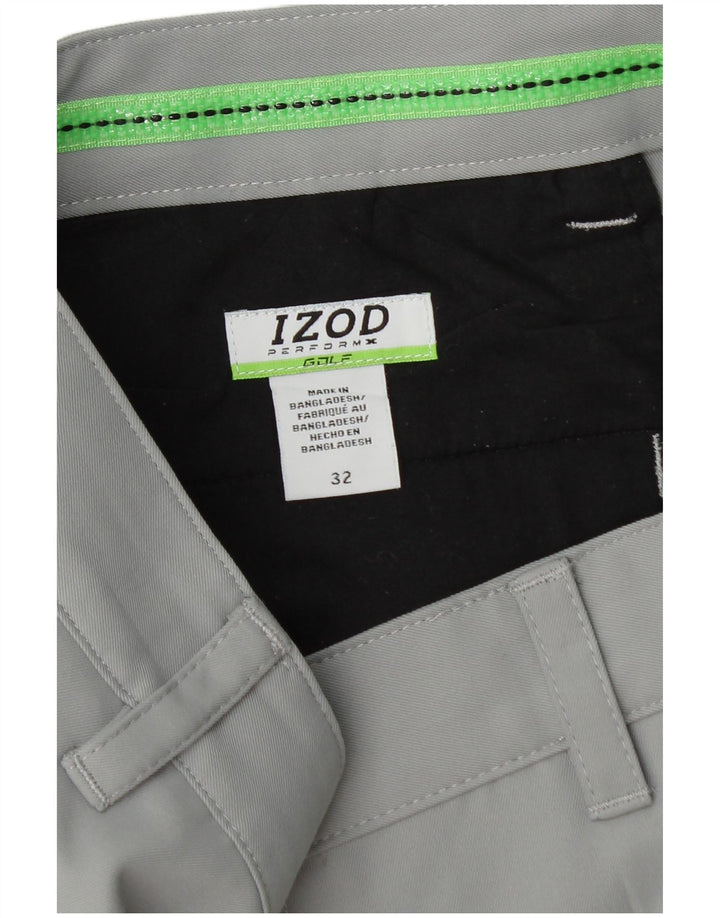IZOD Mens Chino Shorts W32 Poliéster Cinza Médio