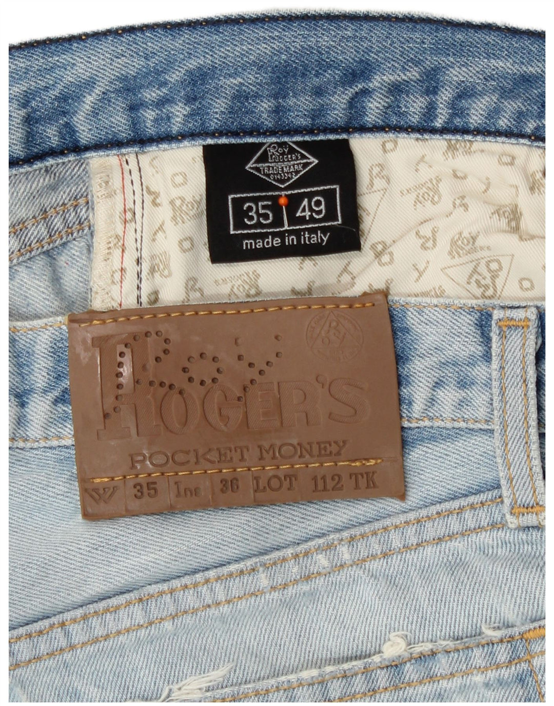 Calça jeans reta masculina Roy Rogers W35 L33 algodão azul