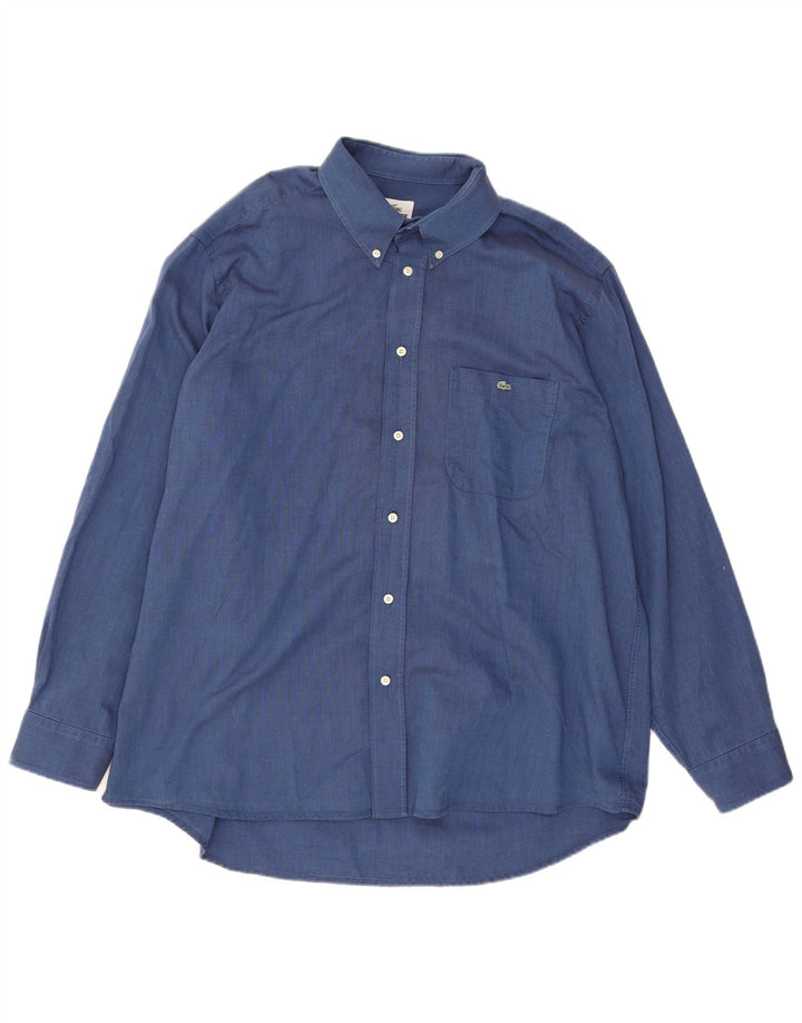 Camisa masculina Lacoste tamanho 43 grande algodão azul
