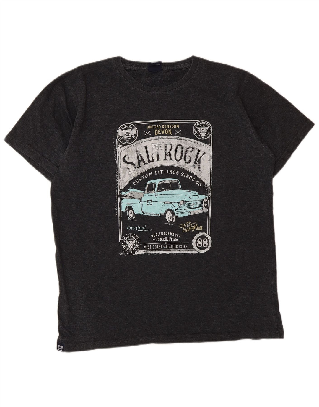Camiseta masculina gráfica Saltrock Top pequeno algodão cinza
