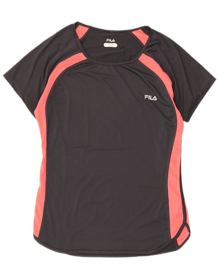 Camiseta feminina FILA UK 14 grande preto colorblock poliéster