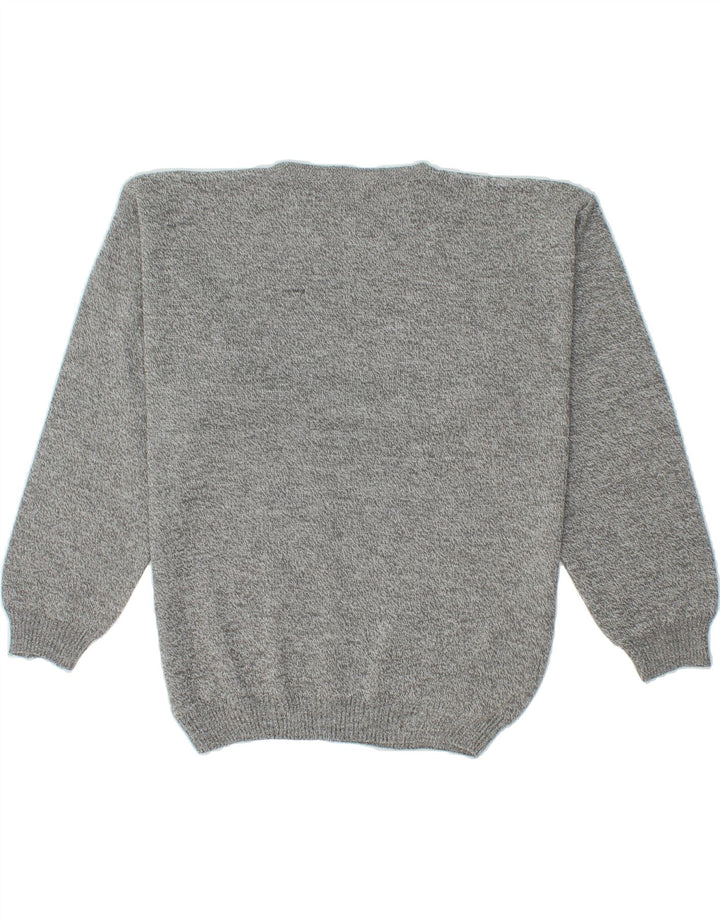 VINTAGE Womens Crew Neck Jumper Sweater EU 42/44 Large Grey Colourblock Vintage Vintage and Second-Hand Vintage from Messina Hembry 