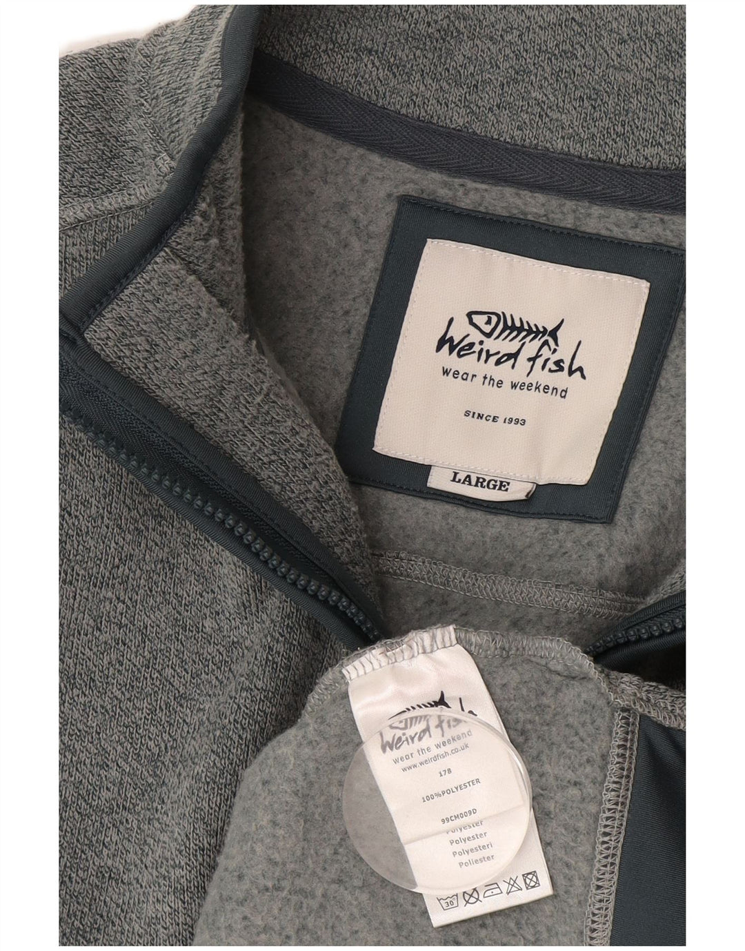 Moletom masculino estranho com gola e zíper, grande poliéster manchado azul