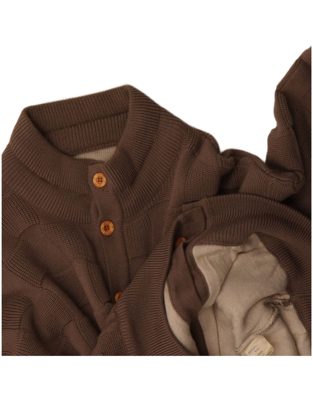 Suéter cardigã masculino vintage grande poliacrílico geométrico bege