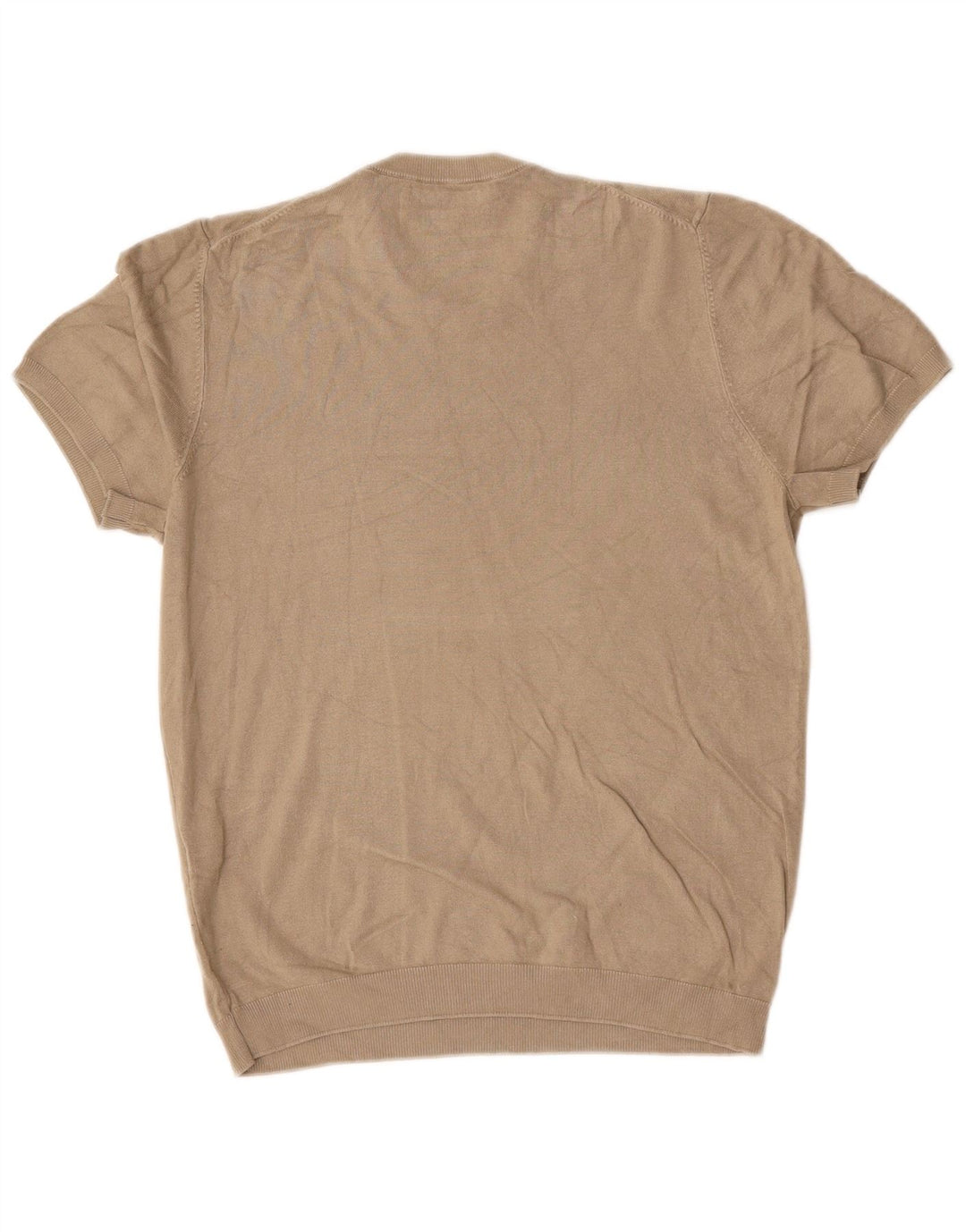 Suéter masculino Zara de manga curta com gola redonda e viscose marrom pequena
